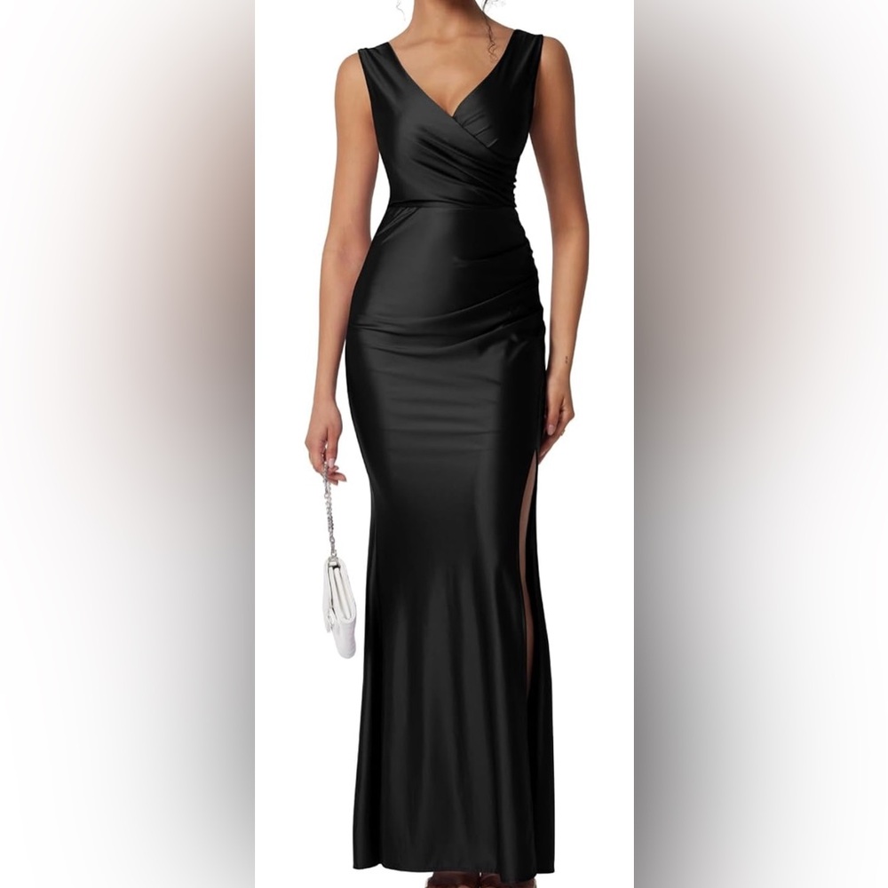 New no tags Memoriesea Women's Sleeveless V Neck High Split Cocktail Maxi Dress